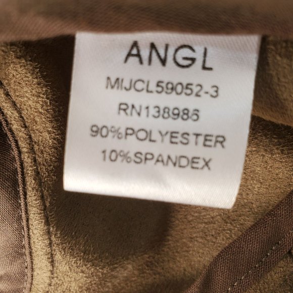 Malibu Sky Microfiber Jacket Top Brown Faux Leather Asymmetrical Zip Women Small - Picture 11 of 12